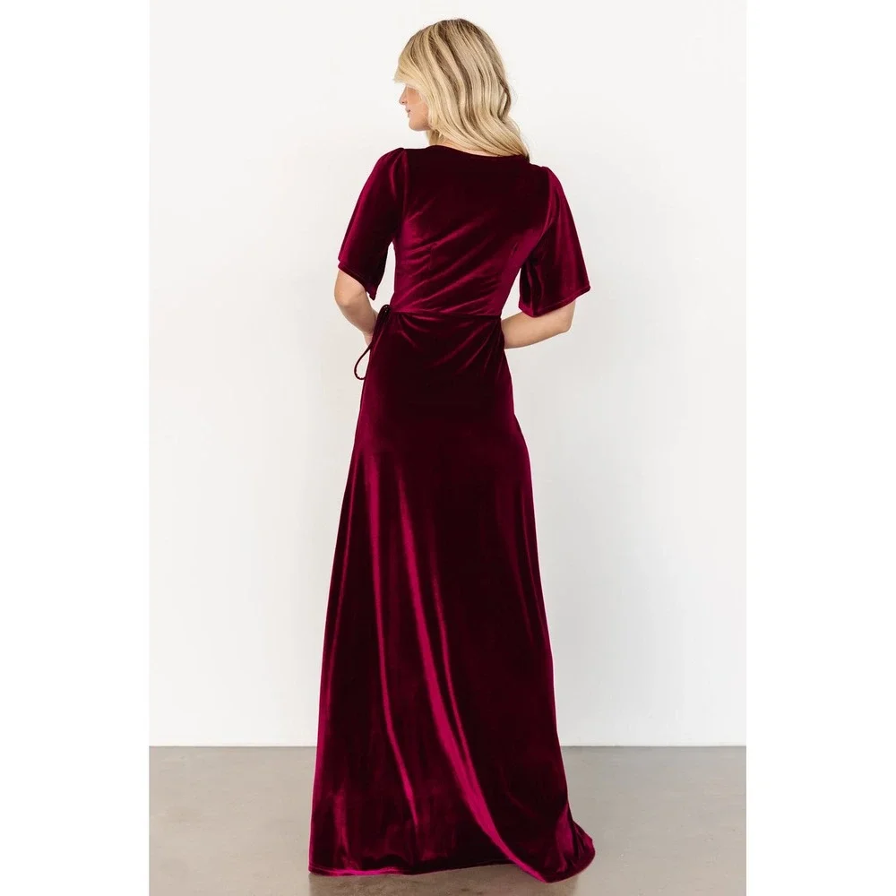 Baltic Born Deep Red Velvet Maxi Dress - Picture 5 of 13